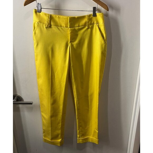 ALICE + OLIVIA Lemon Yellow Cuffed Cropped Pants Size 2 - Picture 5 of 8